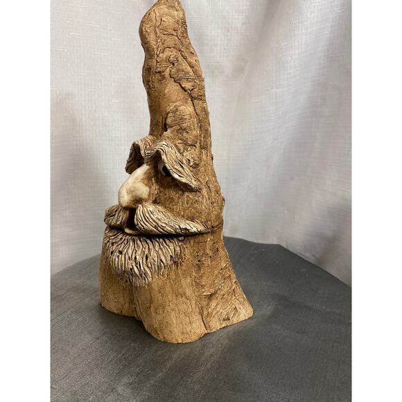 Carved Tree Spirit Old Man Wizard Faux Wood Figure and Stash Box 10 in tall  EUC - Picture 12 of 16